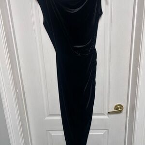 Black Velvet Draped Womens Dress